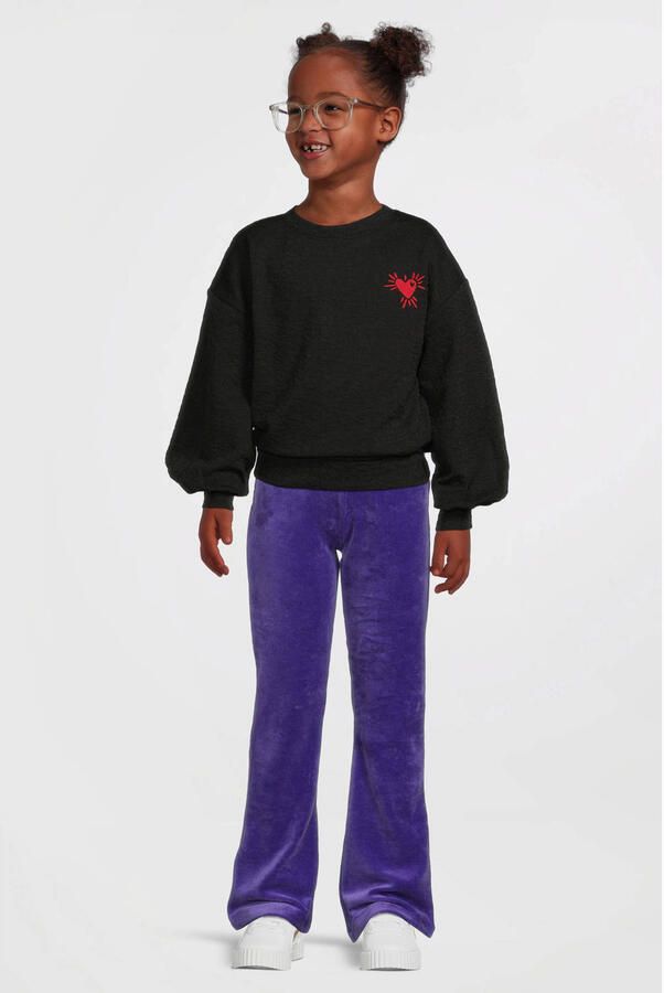 Anytime velvet flared broek paars - Foto 2