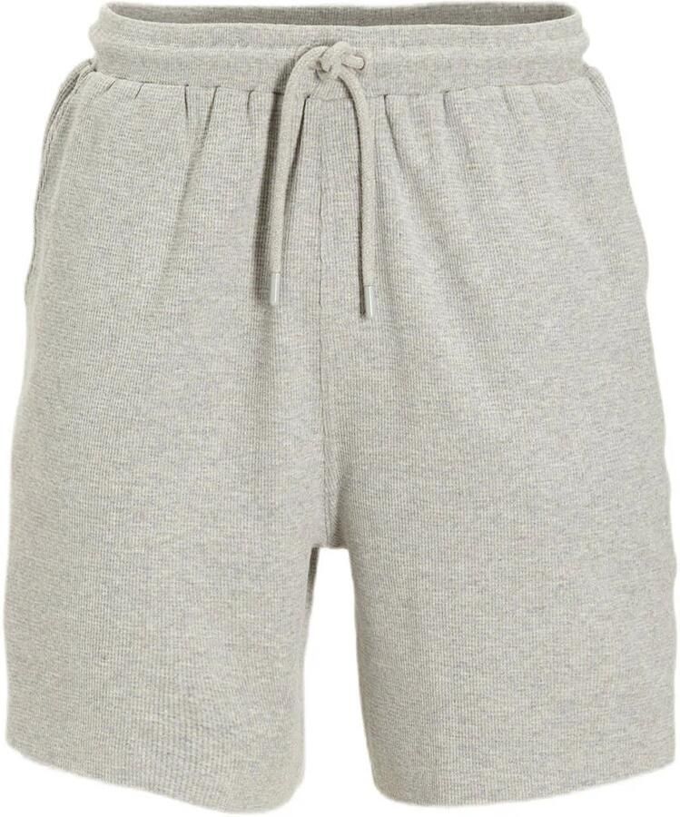 Anytime waffle short grijs melange