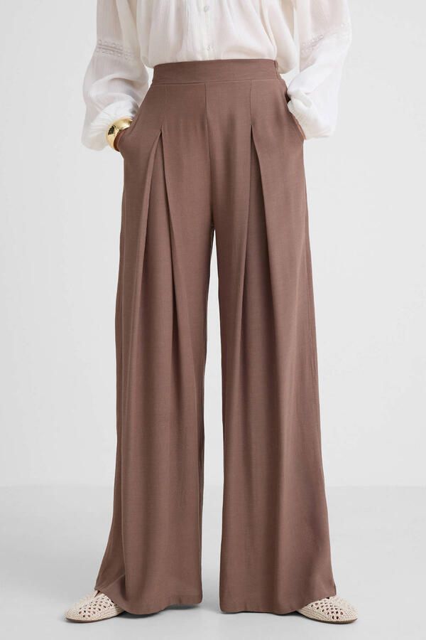 Anytime wide leg broek bruin