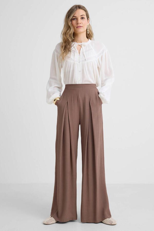Anytime wide leg broek bruin - Foto 2