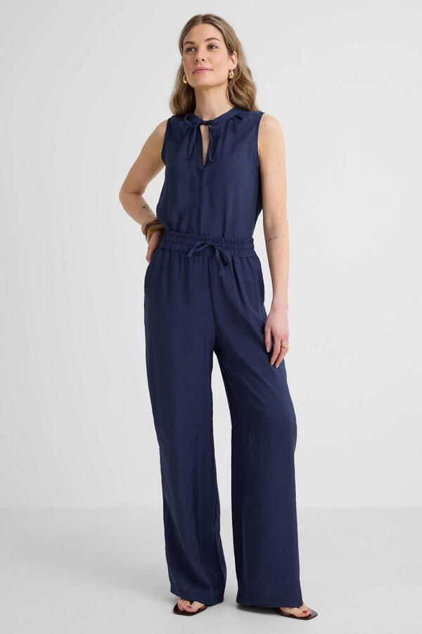 Anytime wide leg broek donkerblauw - Foto 2