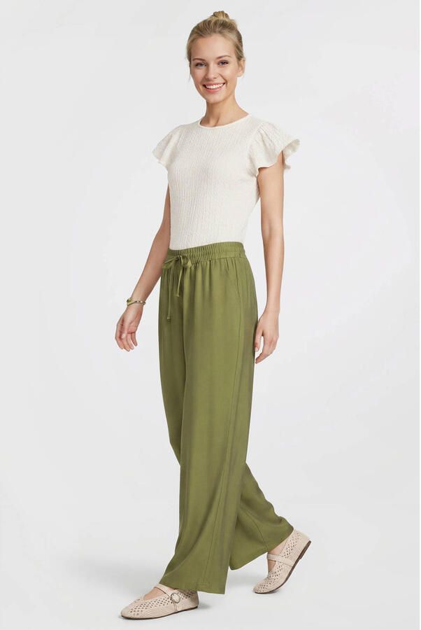 Anytime wide leg broek olijfgroen
