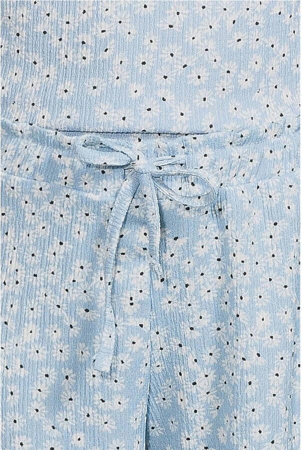 Anytime wide leg crinkle broek bloemenprint lichtblauw - Foto 2