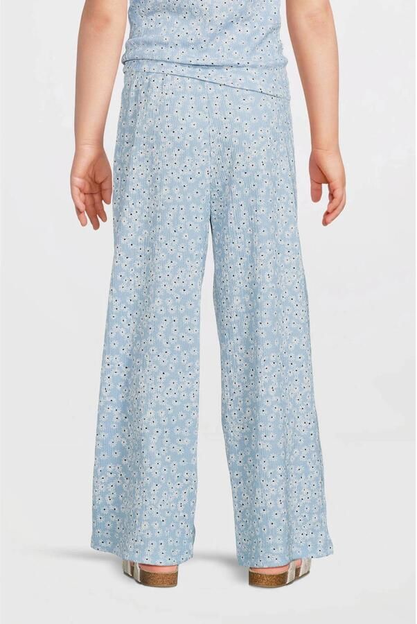 Anytime wide leg crinkle broek bloemenprint lichtblauw - Foto 5