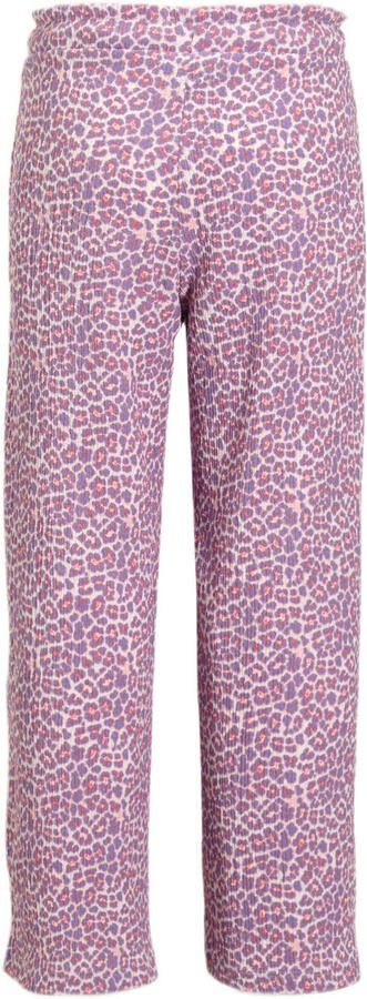 Anytime wide leg crinkle broek panterprint roze - Foto 2