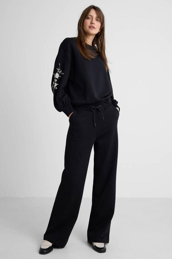Anytime wide leg joggingbroek zwart