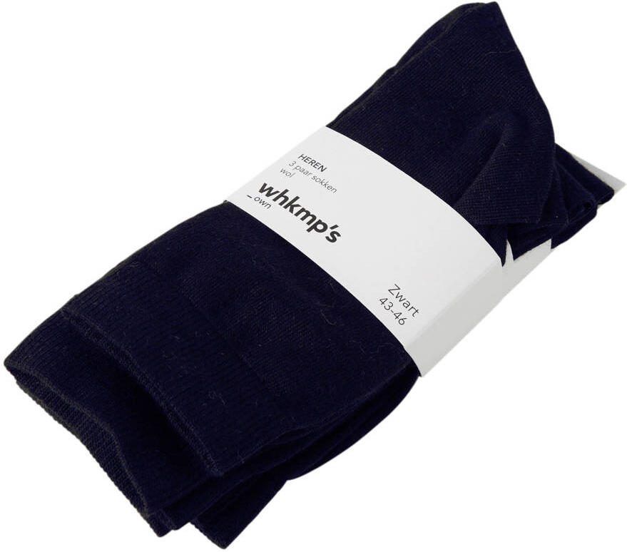 Anytime wollen sokken donkerblauw (set van 3) - Foto 2