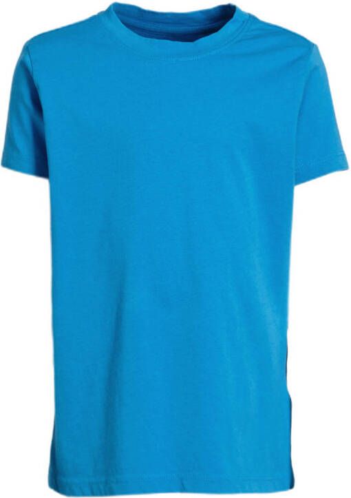 Anytime basic T-shirt blue Blauw Jongens Katoen Ronde hals Effen 134 140