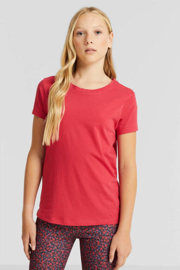 Anytime basic T-shirt roze Meisjes Katoen Ronde hals 110 116