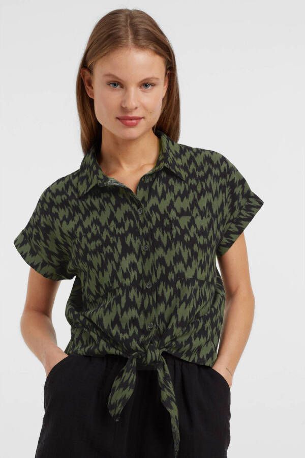 Anytime blouse met knoopdetail print