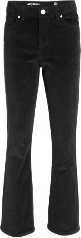 anytime corduroy flared broek zwart