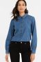Anytime denim blouse met peter pan kraag blauw - Thumbnail 1