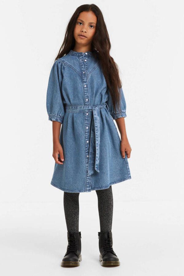 Anytime spijkerjurk blauw Meisjes Denim Mao kraag 104