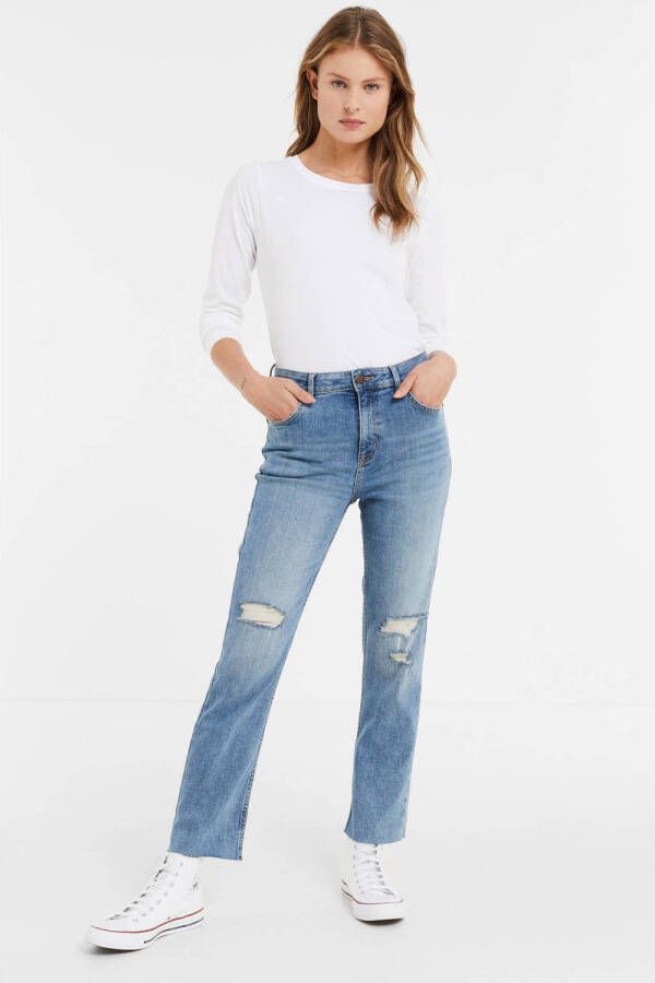 Anytime high rise straight fit jeans blauw