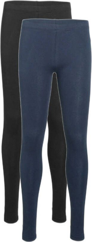 Anytime legging set van 2 donkerblauw zwart Meisjes Stretchkatoen (duurzaam) 110 116