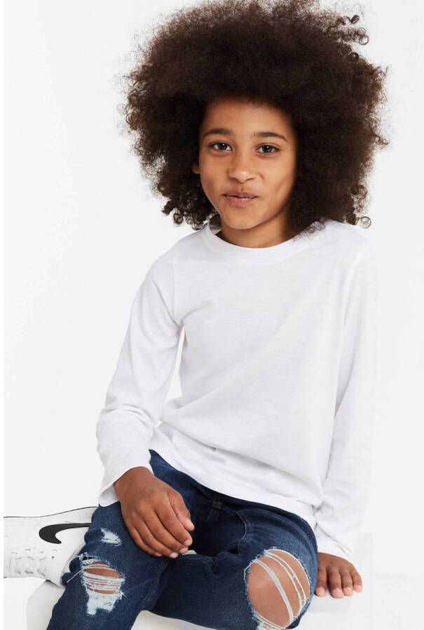 Anytime longsleeve T-shirt met slub wit