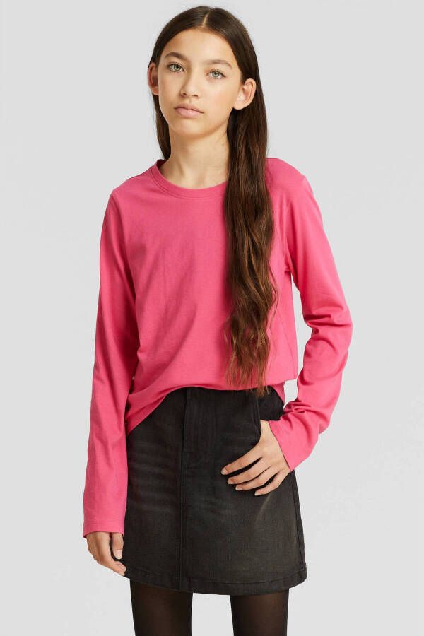 Anytime longsleeve T-shirt roze Meisjes Katoen Ronde hals 110 116