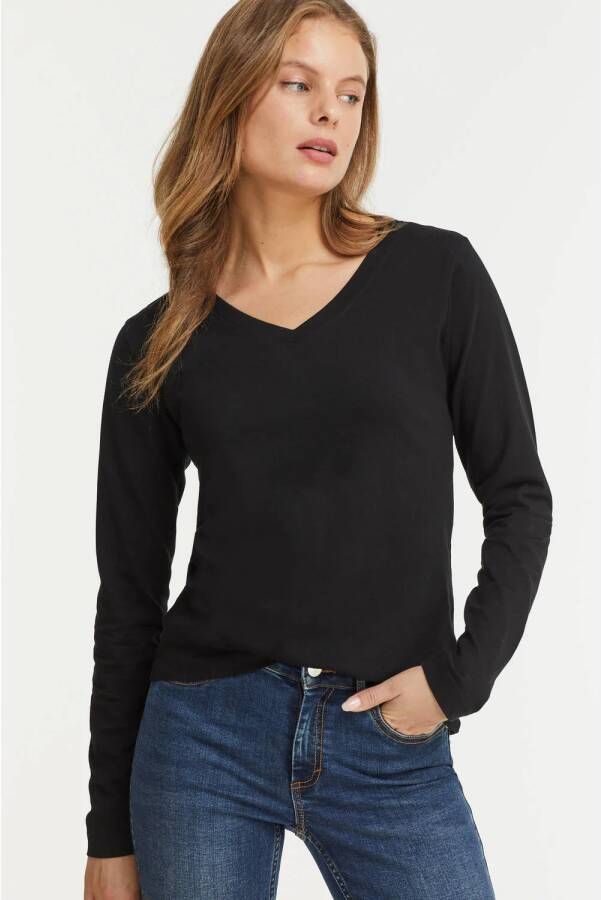 Anytime longsleeve top V-hals zwart