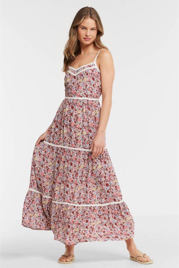 Anytime maxi jurk met bloemenprint roze