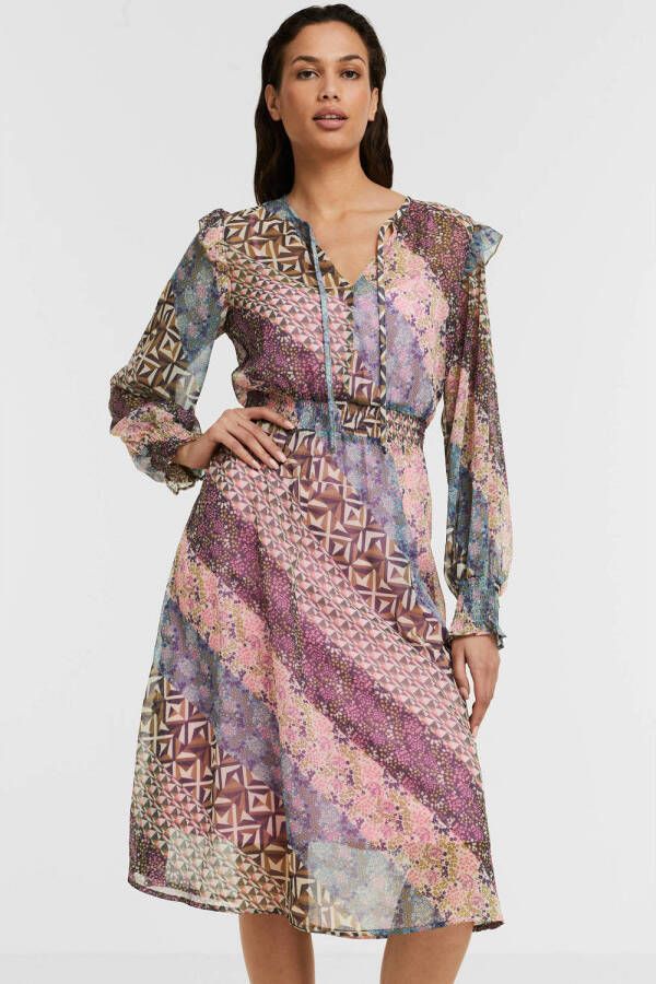 Anytime midi jurk met all over print multi