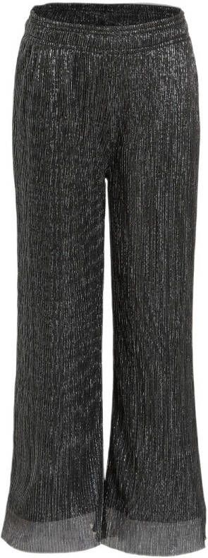 Anytime plisse wide leg broek zwart zilver Meisjes Polyester Meerkleurig 110 116