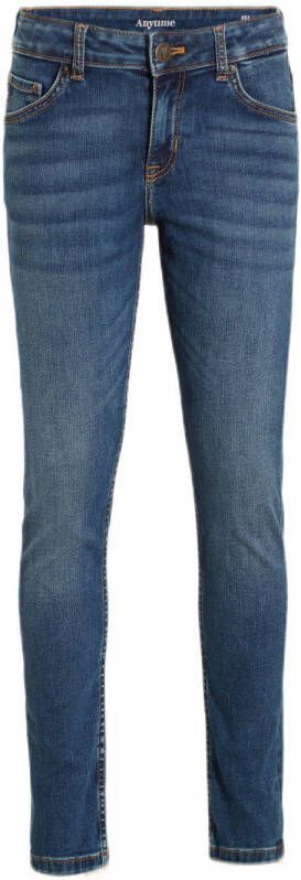 Anytime skinny jeans dark blue Blauw Jongens Stretchdenim 146