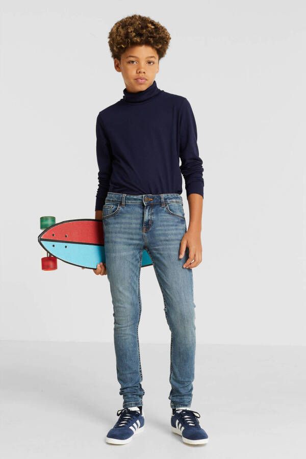 Anytime skinny jeans donkerblauw Jongens Stretchdenim 116