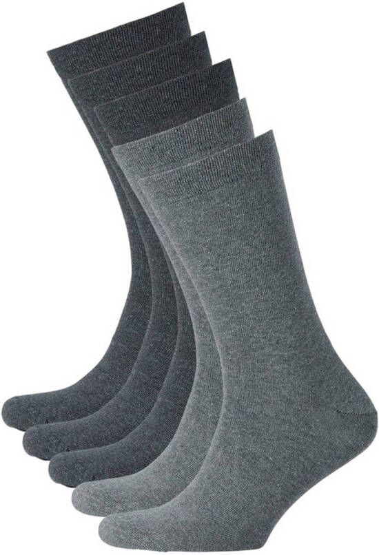 Anytime sokken biologisch katoen set van 5 grijs