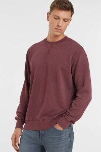Anytime sweater met waseffect donkerrood