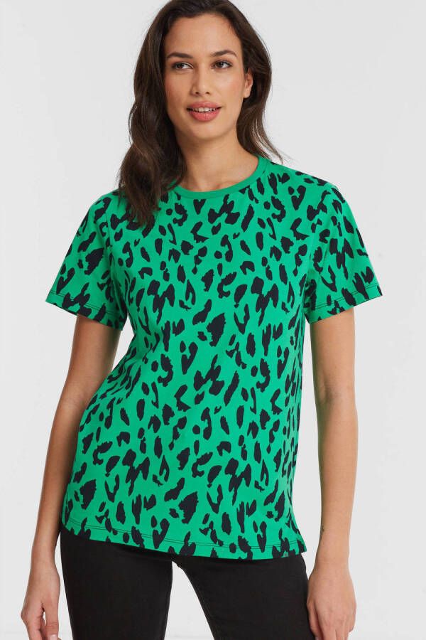 Anytime T-shirt met dierenprint groen