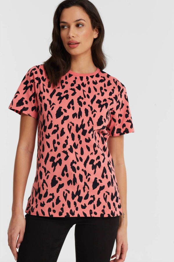 Anytime T-shirt met dierenprint roze