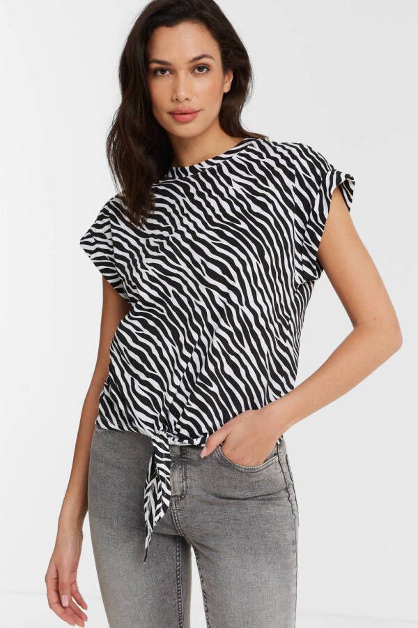 Anytime T-shirt met knoop zebra print