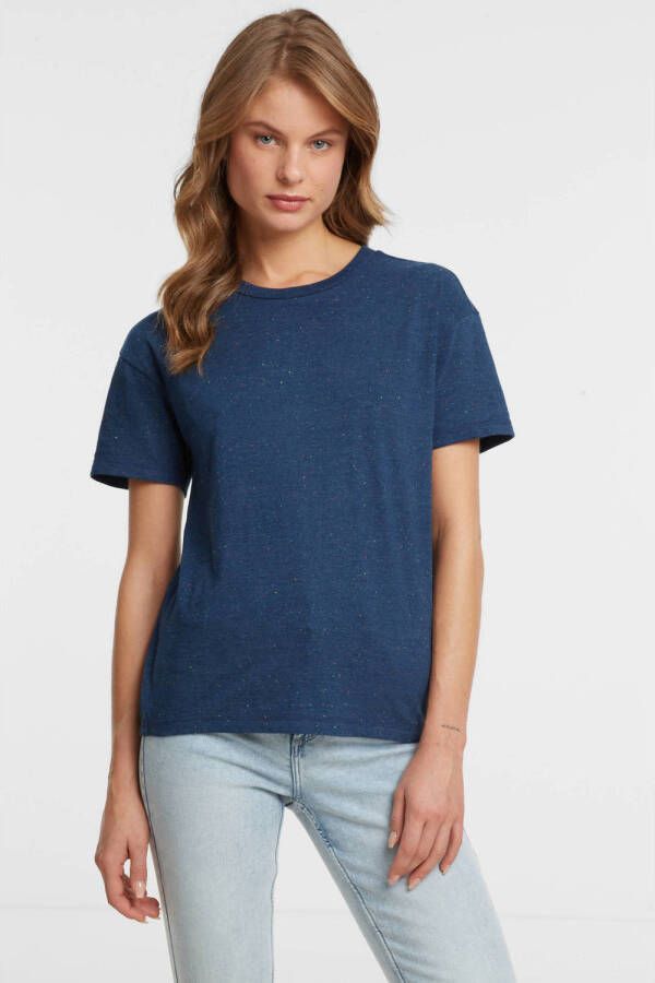Anytime T-shirt met knoopdetail blauw
