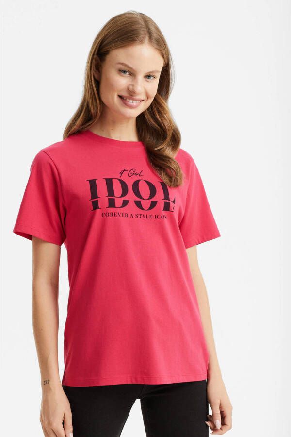 Anytime T-shirt met printopdruk roze