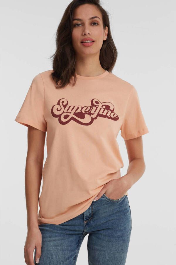 Anytime T-shirt met tekst roze