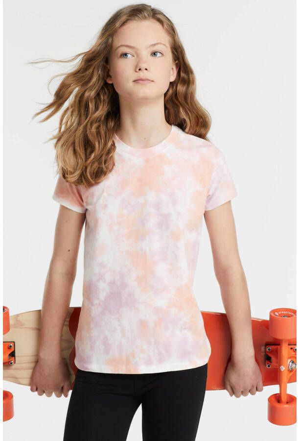 Anytime T-shirt tie-dye Roze Meisjes Katoen Ronde hals Tie-dye 122 128