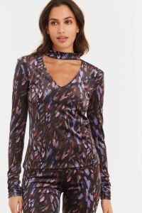 Anytime top met cut-out detail all over print zwart