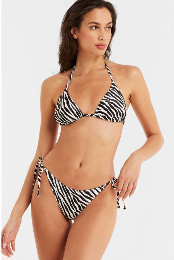 Anytime triangel bikini met zebraprint zwart wit