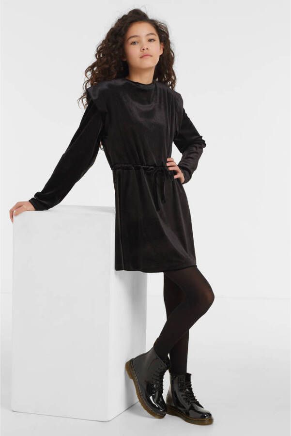 Anytime velvet jurk zwart Meisjes Fluweel Ronde hals 110 116