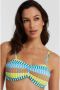 Anytime voorgevormde strapless bandeau bikinitop lichtblauw geel oranje - Thumbnail 1
