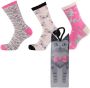 Apollo giftbox sokken met all-over-print set van 3 grijs roze Katoen 23-26 - Thumbnail 1
