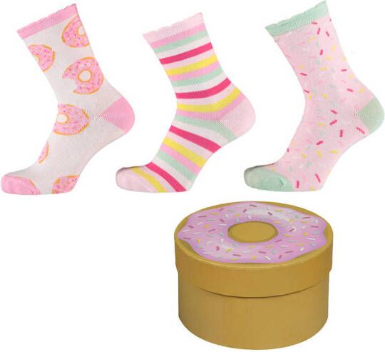 Apollo giftbox sokken met all-over-print set van 3 roze