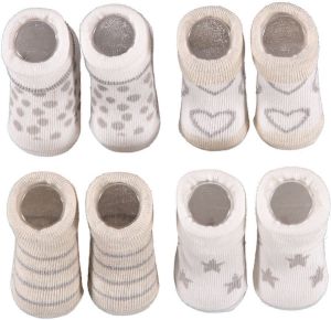 Apollo new born sokken set van 4 in een geschenkset beige lichtgrijs