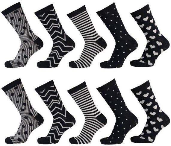 Apollo sokken met all-over print set van 10 donkerblauw