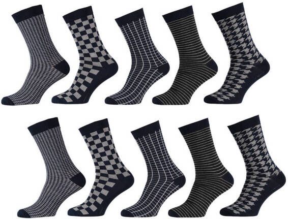 Apollo sokken met all-over print set van 10 donkerblauw