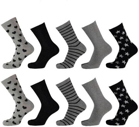 Apollo sokken met all-over print set van 10 grijs Katoen All over print 23-26