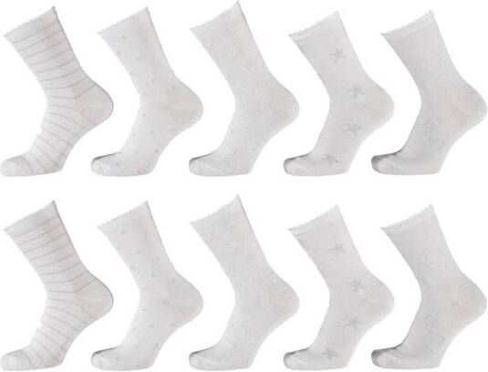 Apollo sokken met all-over print set van 10 wit Meisjes Katoen All over print 23-26