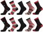 Apollo sokken met all-over-print set van 10 zwart rood Katoen 31-34 - Thumbnail 1