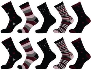Apollo sokken met all-over-print set van 10 zwart rood