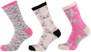 Apollo sokken met all-over-print set van 3 grijs roze